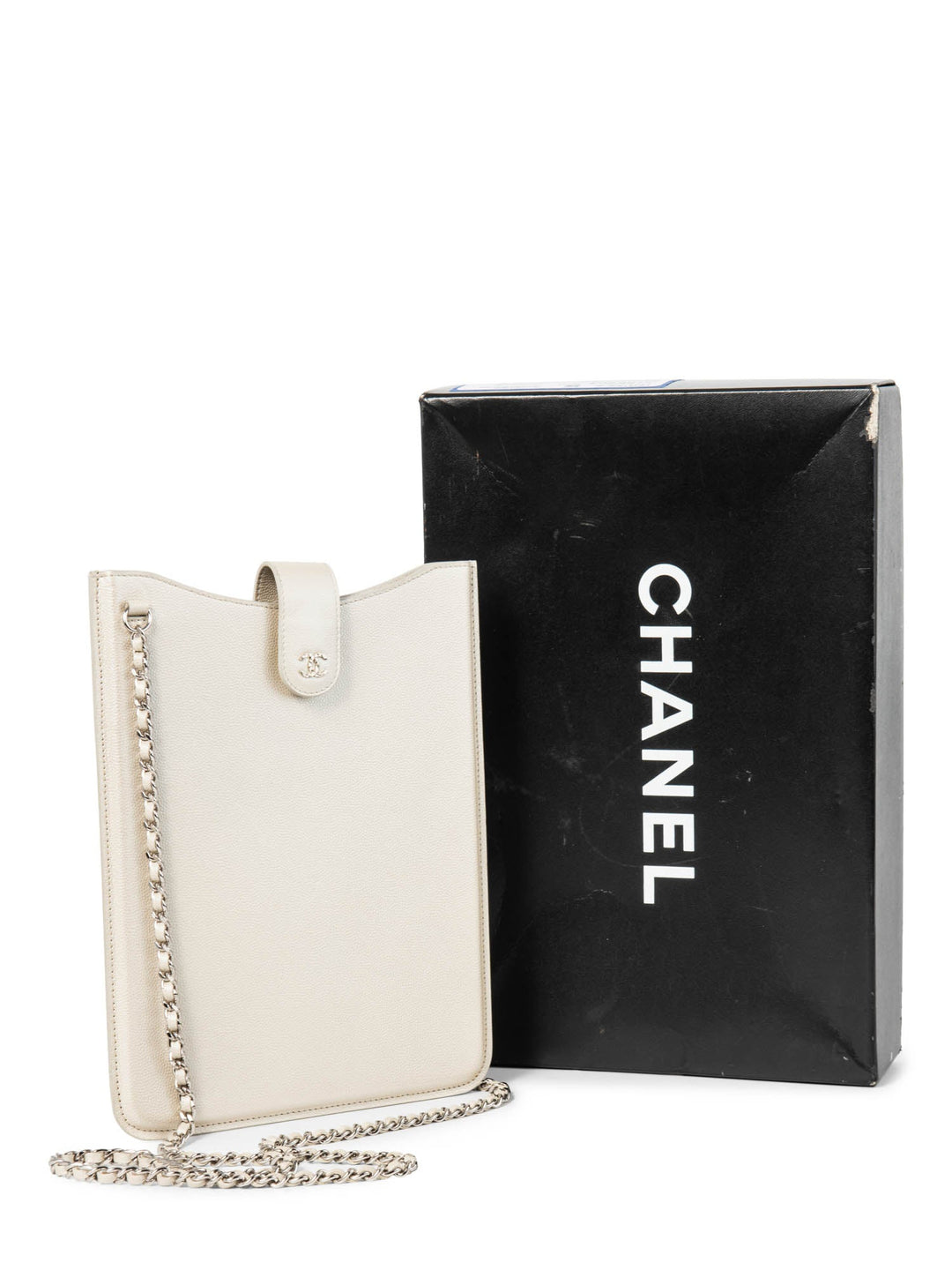 Top Quality Chanel CC Logo Caviar Messenger Bag Pearl Eggshell White