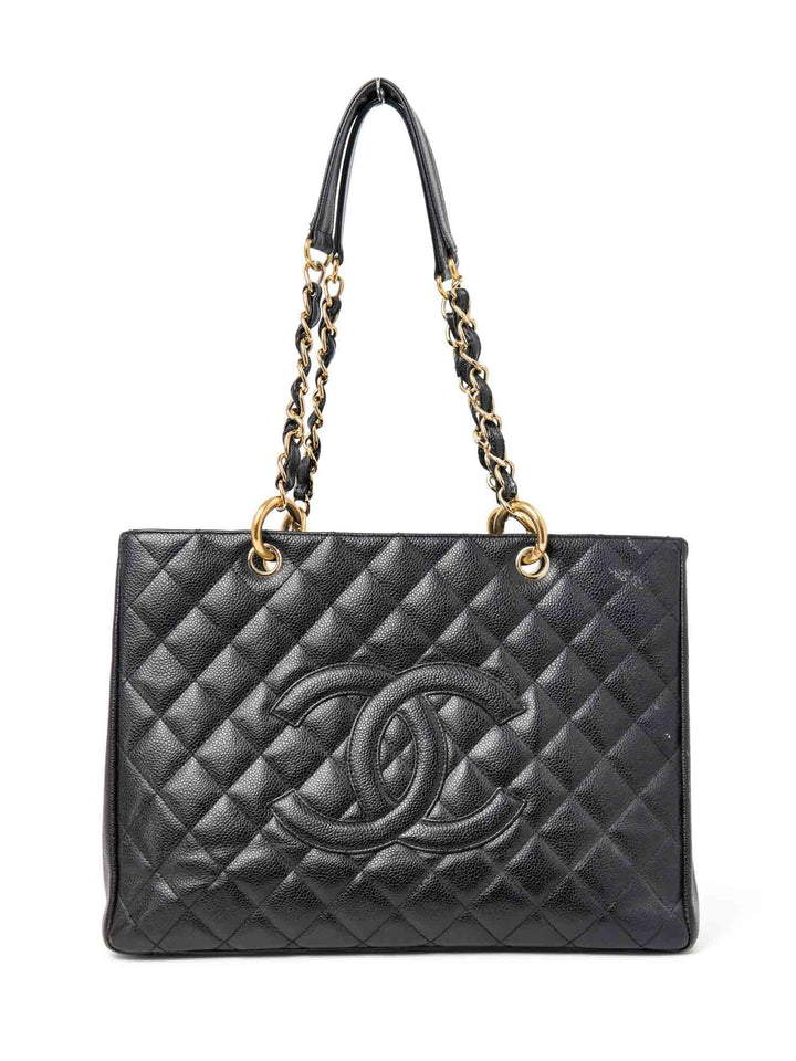 Top Quality Chanel CC Logo Caviar Quilted Leather Grand Shopper Bag Black