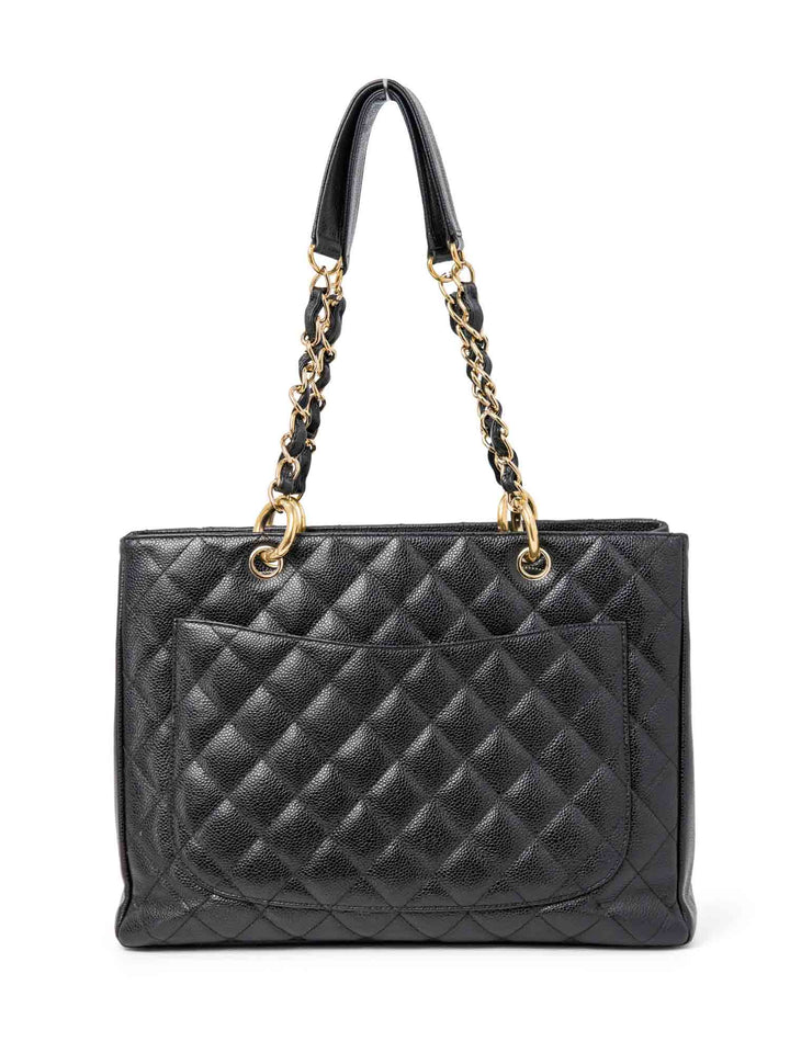 Top Quality Chanel CC Logo Caviar Quilted Leather Grand Shopper Bag Black