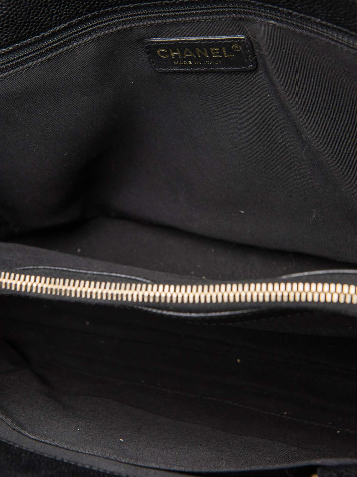 Top Quality Chanel CC Logo Caviar Quilted Leather Grand Shopper Bag Black