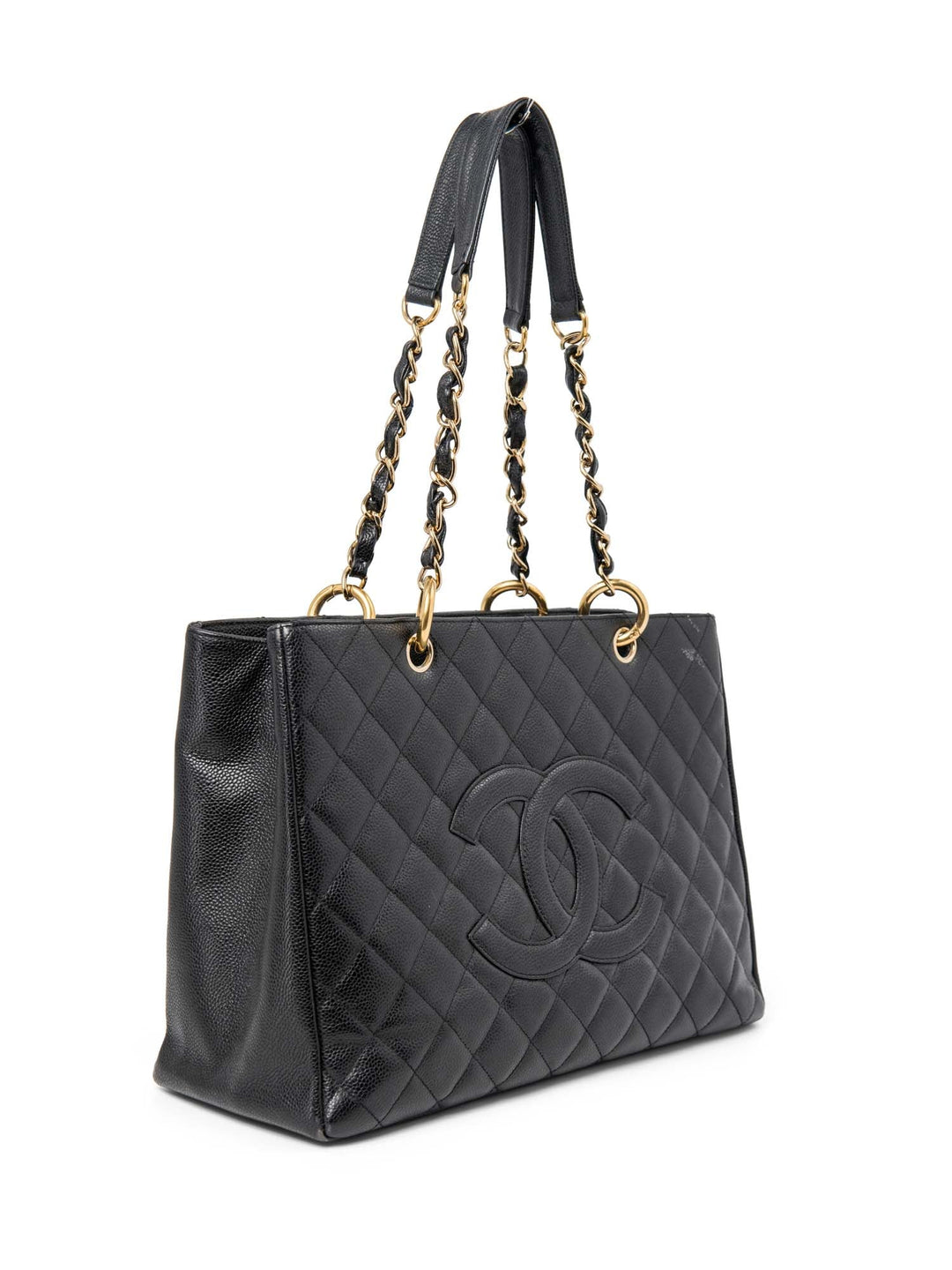 Top Quality Chanel CC Logo Caviar Quilted Leather Grand Shopper Bag Black