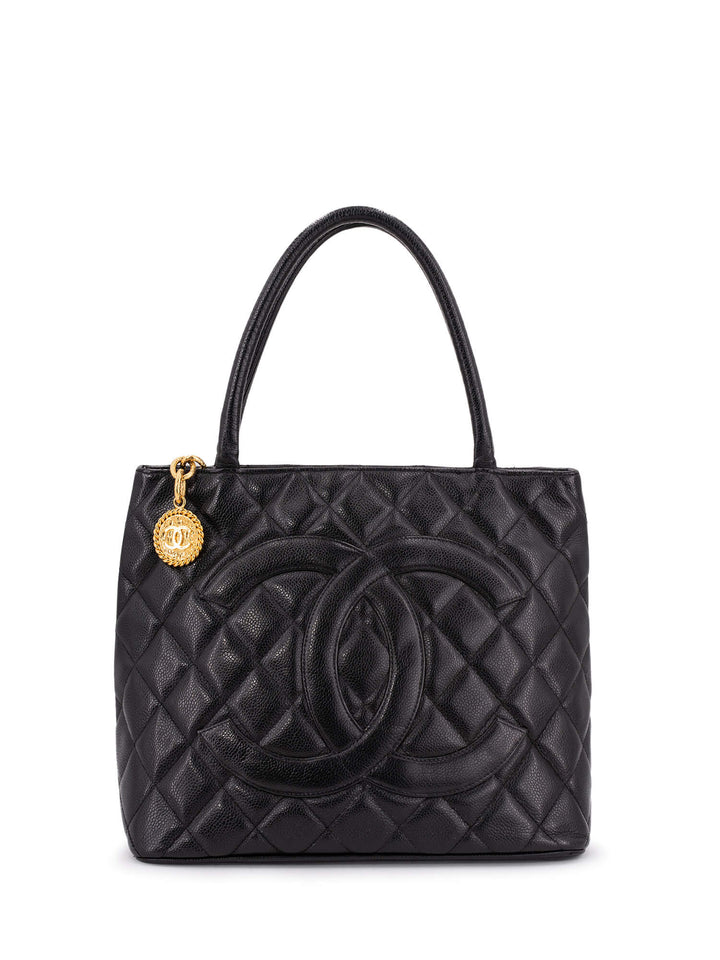 Top Quality Chanel CC Logo Caviar Quilted Leather Medallion Bag Black