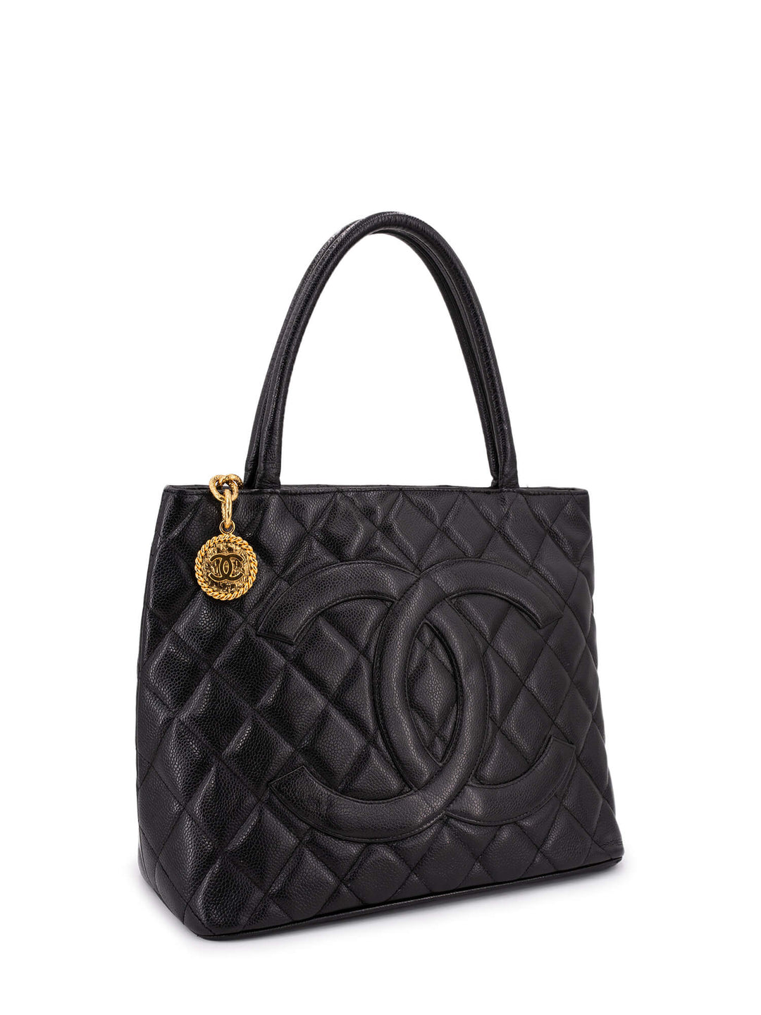 Top Quality Chanel CC Logo Caviar Quilted Leather Medallion Bag Black