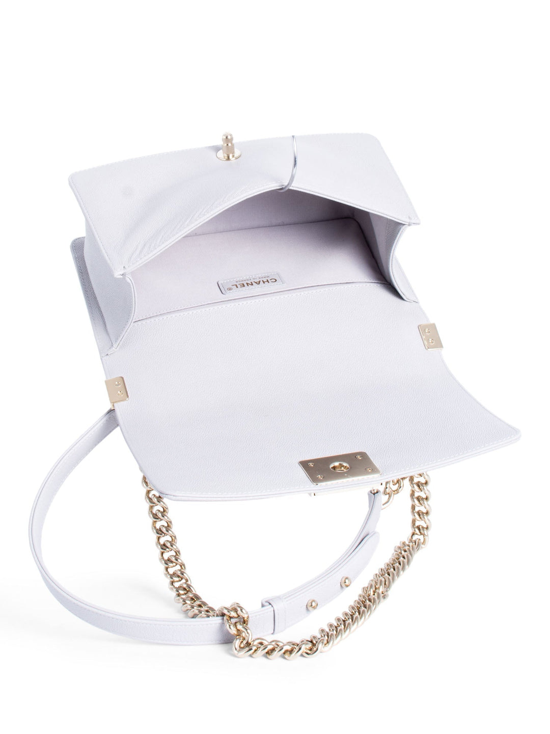 Top Quality Chanel CC Logo Caviar Quilted Medium Boy Flap Bag Light Grey