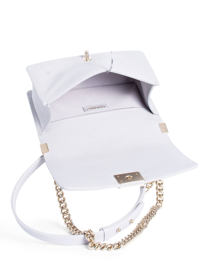 Top Quality Chanel CC Logo Caviar Quilted Medium Boy Flap Bag Light Grey