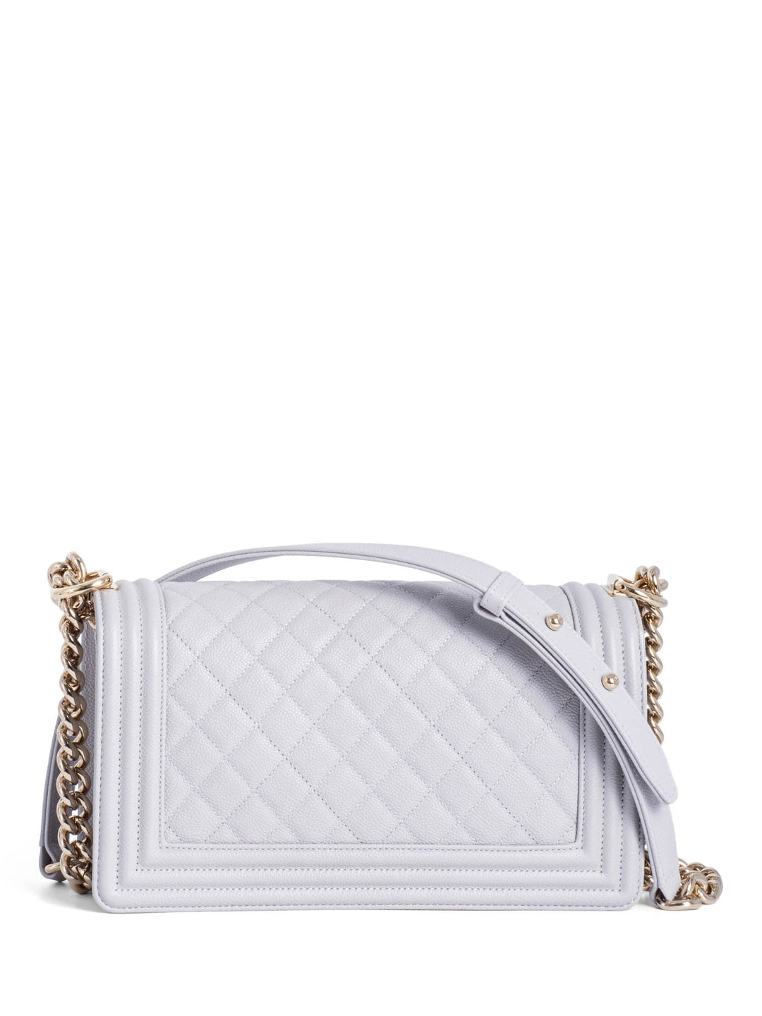 Top Quality Chanel CC Logo Caviar Quilted Medium Boy Flap Bag Light Grey