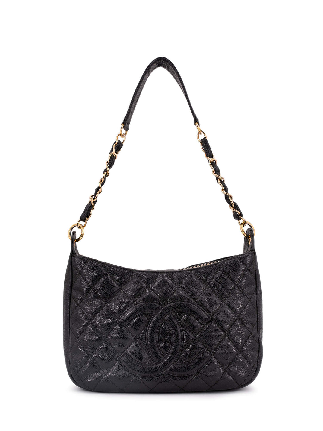 Top Quality Chanel CC Logo Caviar Quilted Shoulder Bag Black