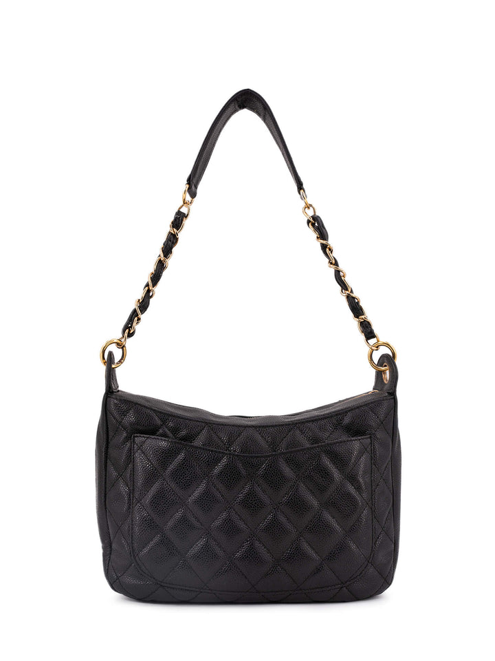 Top Quality Chanel CC Logo Caviar Quilted Shoulder Bag Black