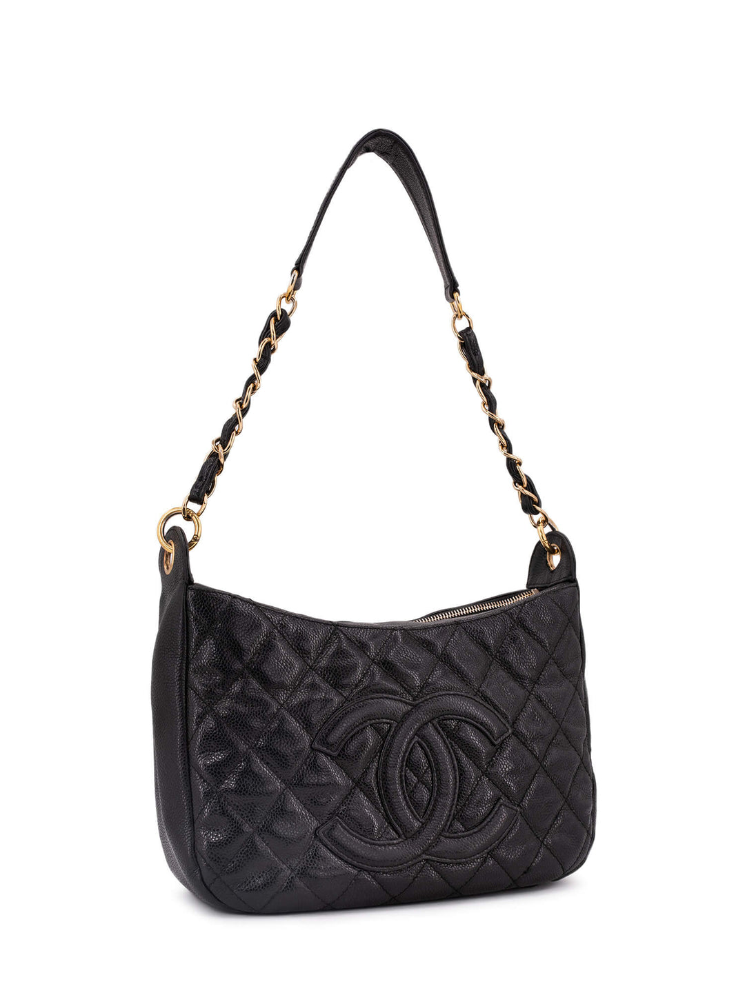 Top Quality Chanel CC Logo Caviar Quilted Shoulder Bag Black