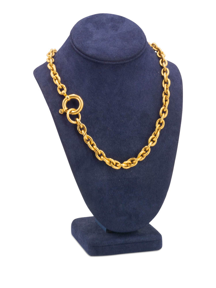 Top Quality Chanel CC Logo Chain Link Vintage Necklace Gold