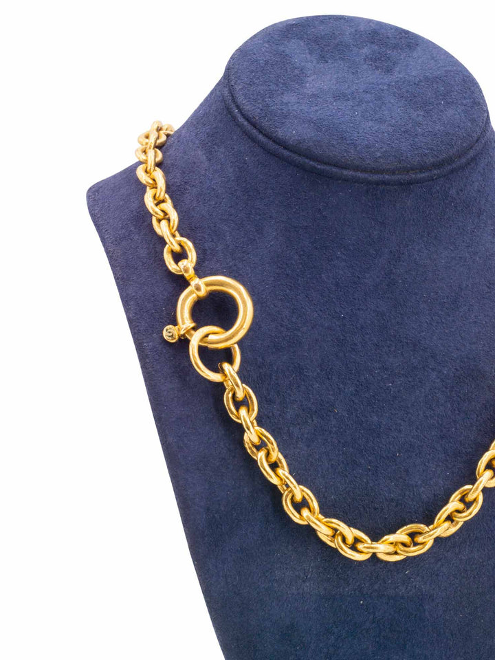 Top Quality Chanel CC Logo Chain Link Vintage Necklace Gold