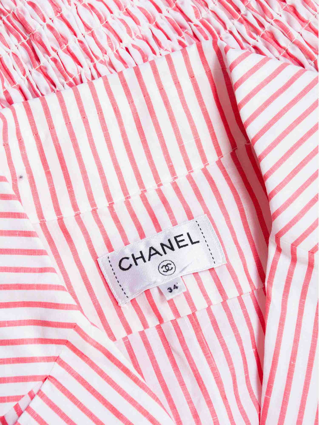 Top Quality Chanel CC Logo Cotton Cropped Striped Blouse Red White