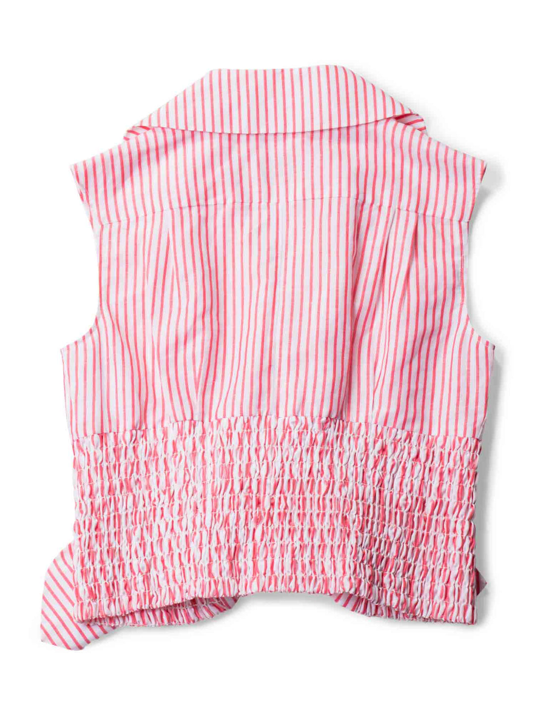 Top Quality Chanel CC Logo Cotton Cropped Striped Blouse Red White
