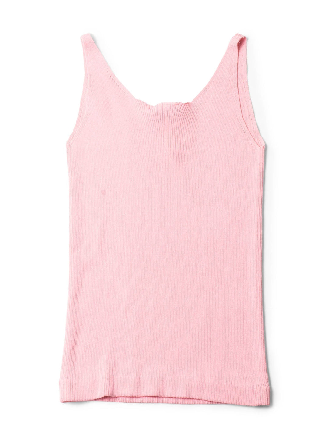Top Quality Chanel CC Logo Cotton Silk Sleeveless Ribbed Tank Top Pink