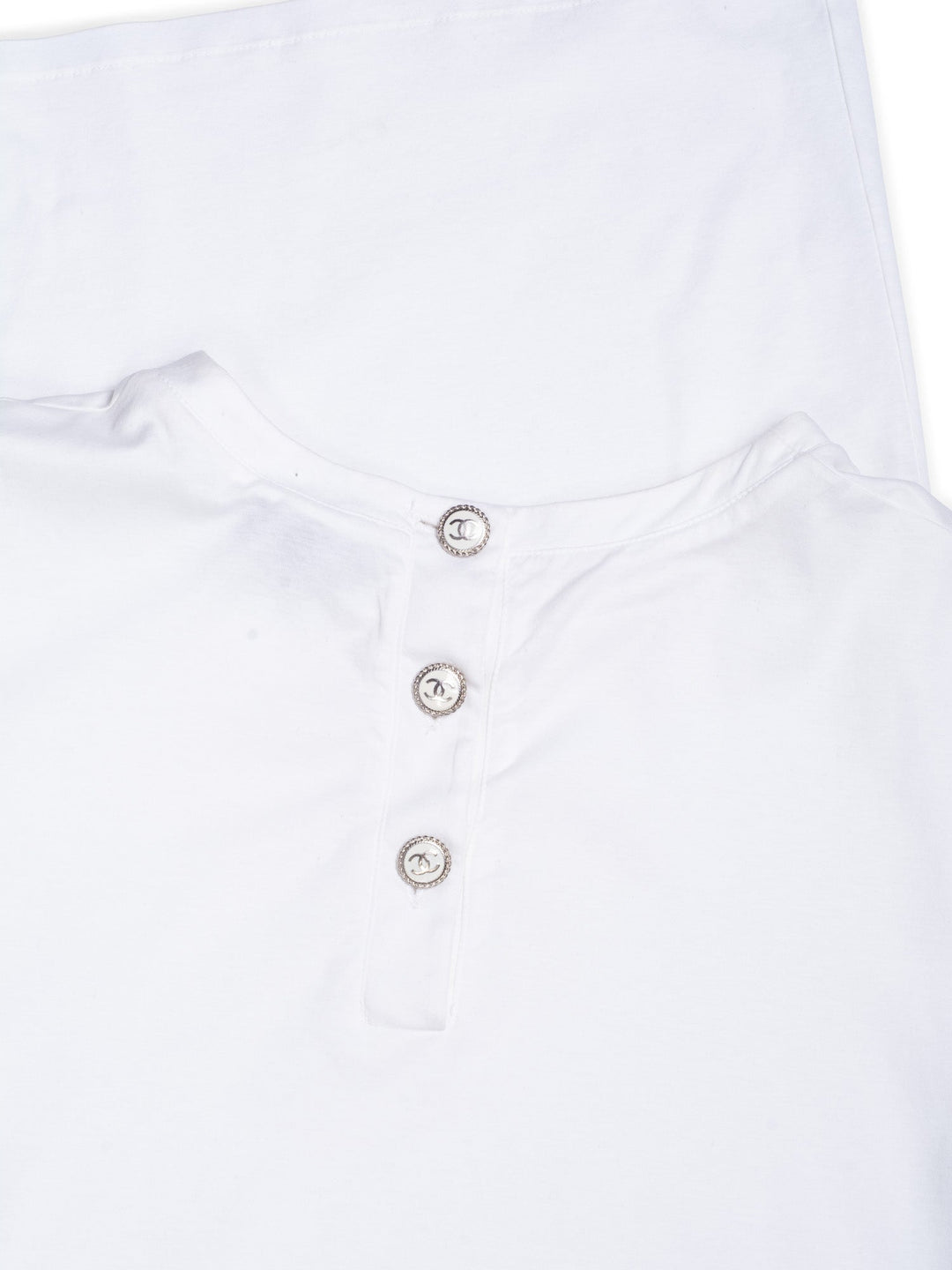Top Quality Chanel CC Logo Cotton T-Shirt Dress White