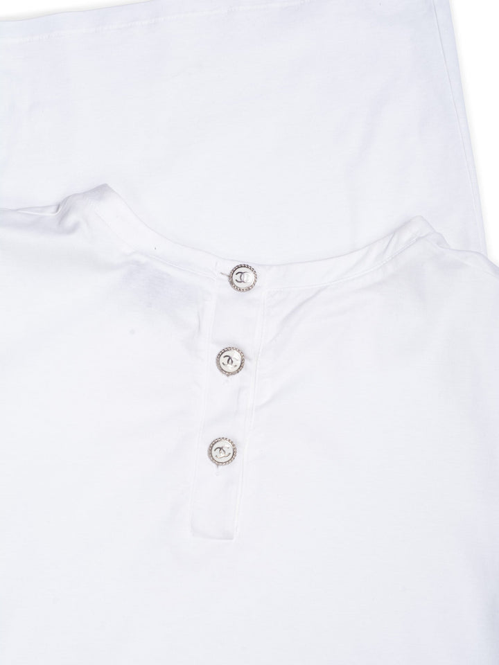 Top Quality Chanel CC Logo Cotton T-Shirt Dress White