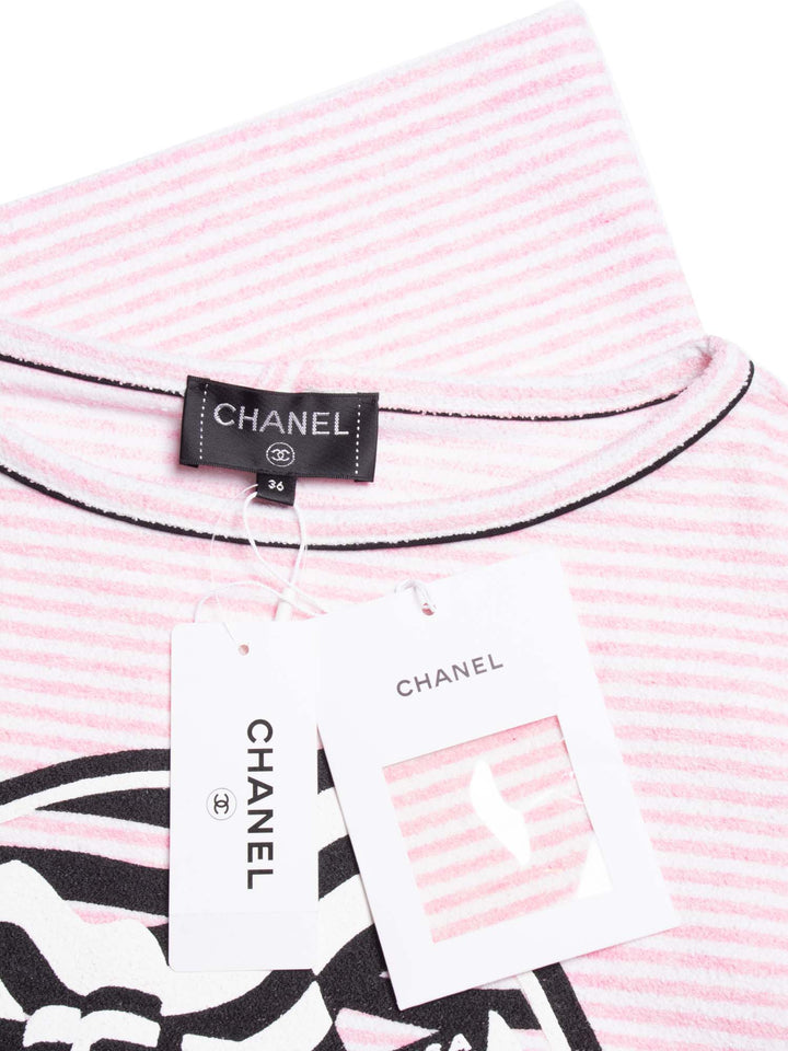 Top Quality Chanel CC Logo Cotton Terrycloth La Pausa T-Shirt Unisex Pink