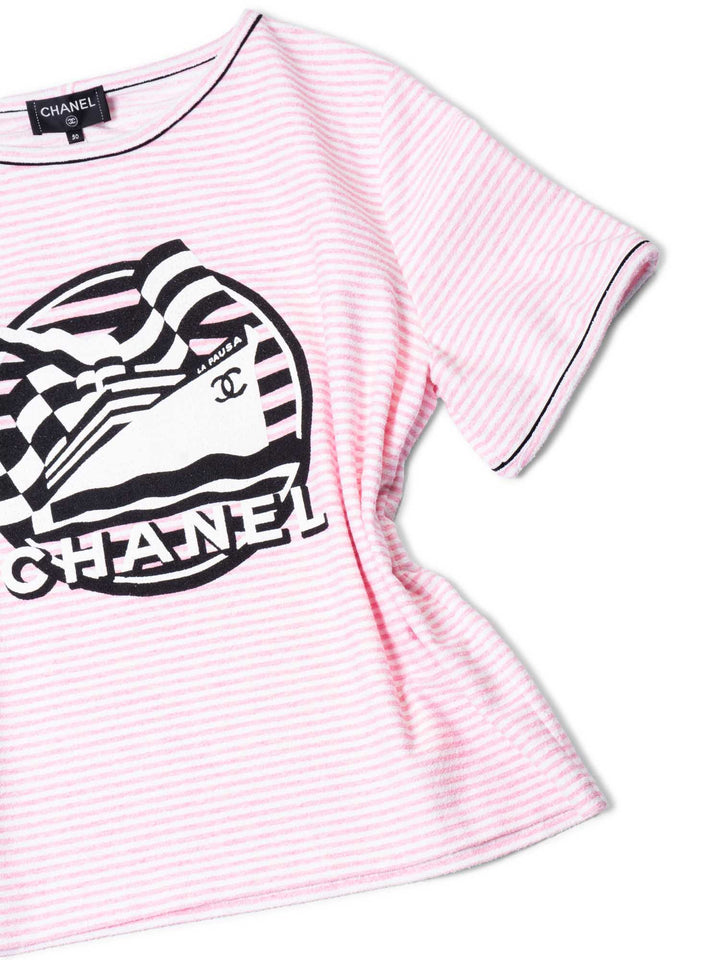 Top Quality Chanel CC Logo Cotton Terrycloth La Pausa T-Shirt Unisex Pink