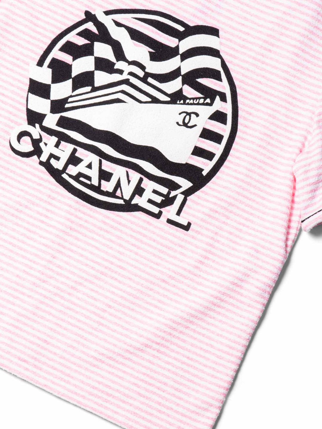 Top Quality Chanel CC Logo Cotton Terrycloth La Pausa T-Shirt Unisex Pink