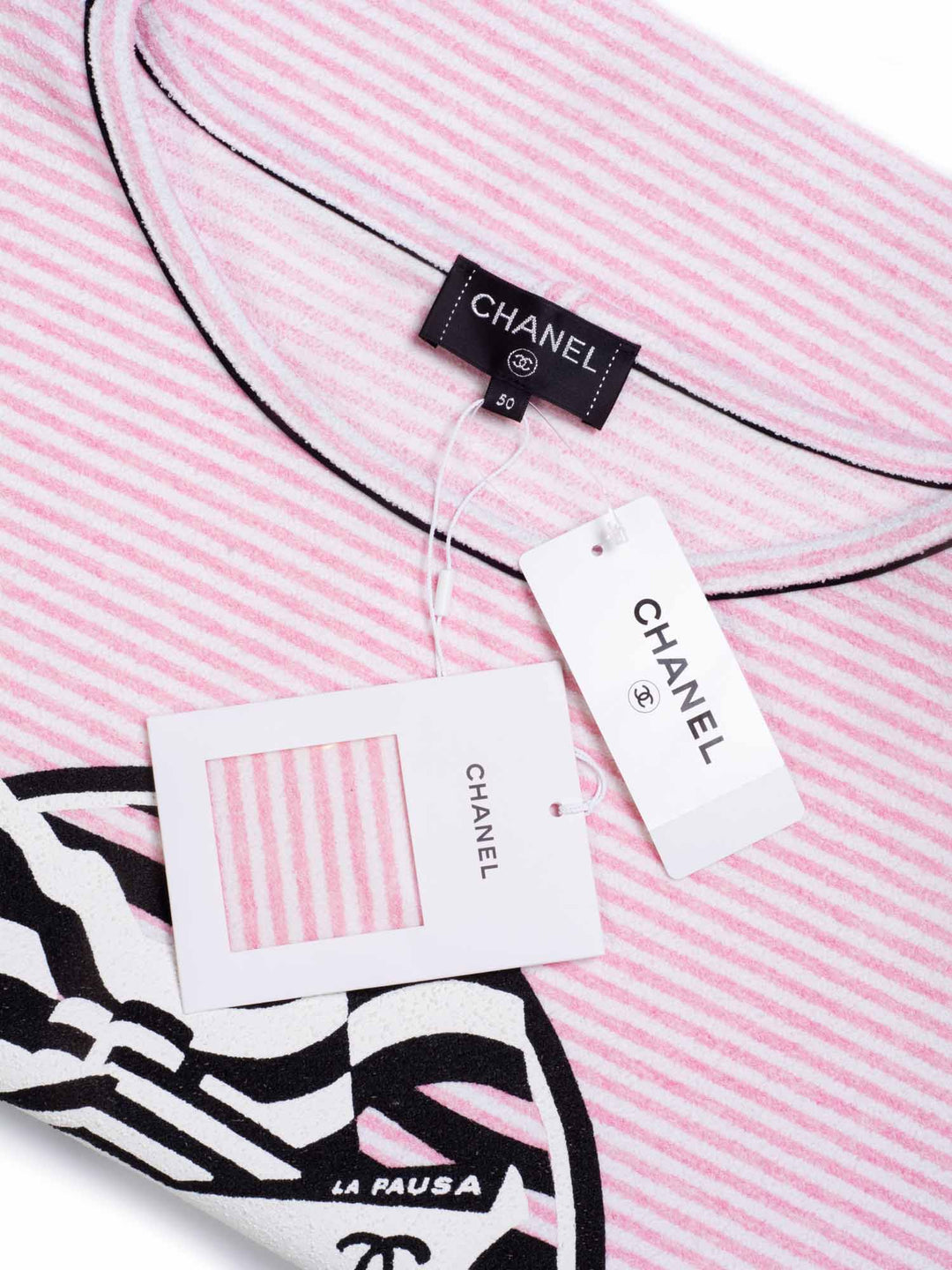 Top Quality Chanel CC Logo Cotton Terrycloth La Pausa T-Shirt Unisex Pink