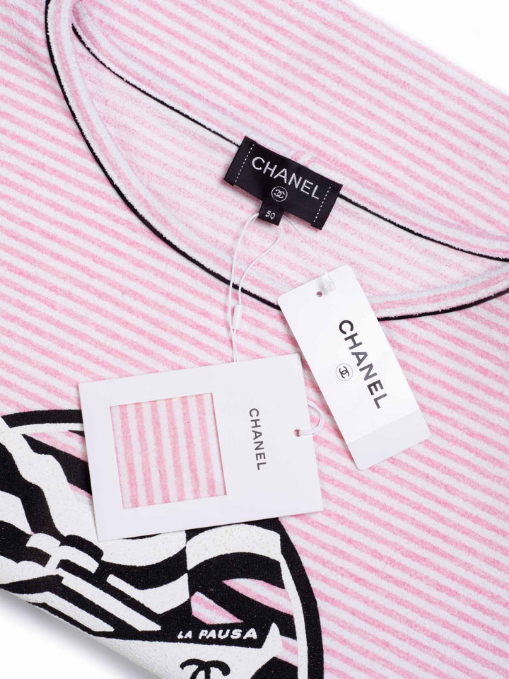 Top Quality Chanel CC Logo Cotton Terrycloth La Pausa T-Shirt Unisex Pink