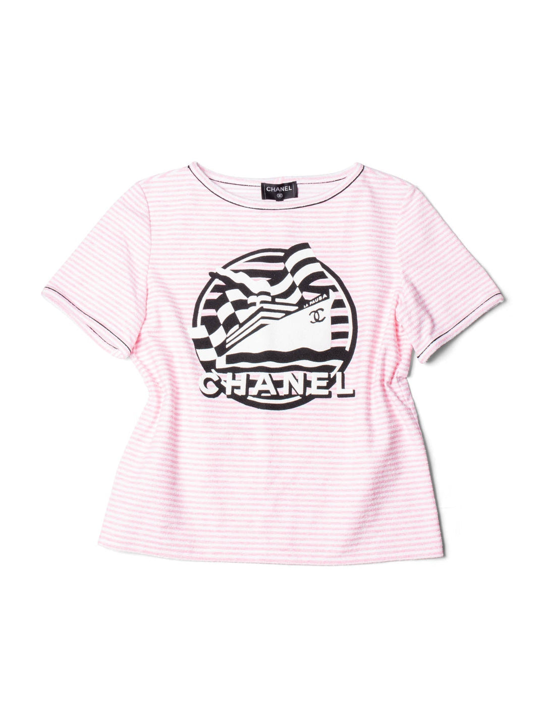 Top Quality Chanel CC Logo Cotton Terrycloth La Pausa T-Shirt Unisex Pink