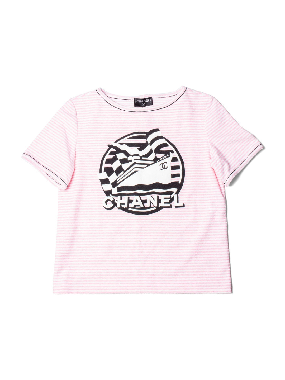 Top Quality Chanel CC Logo Cotton Terrycloth La Pausa T-Shirt Unisex Pink