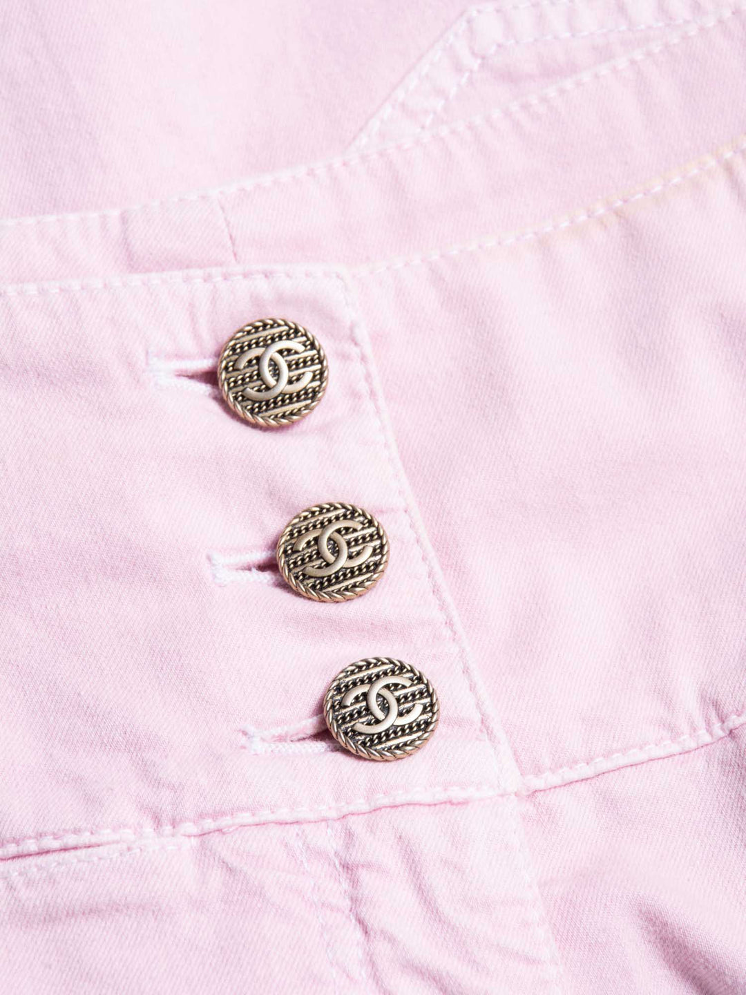 Top Quality Chanel CC Logo Cotton Tweed Lace Up High Waisted Shorts Pink
