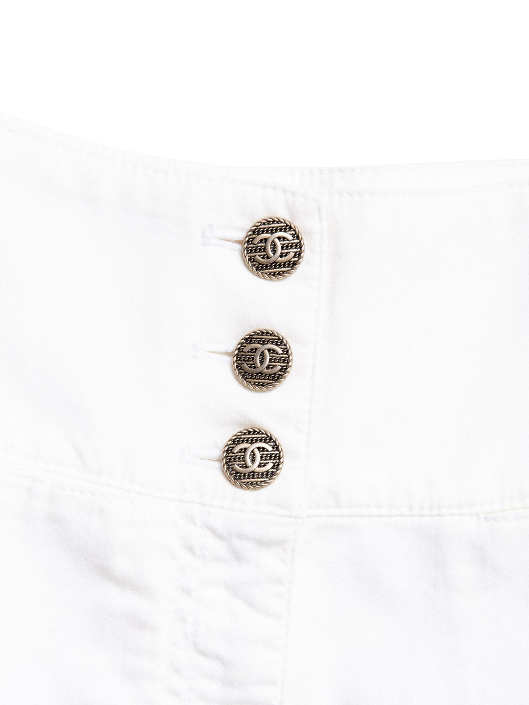 Top Quality Chanel CC Logo Cotton Tweed Lace Up High Waisted Shorts White Black