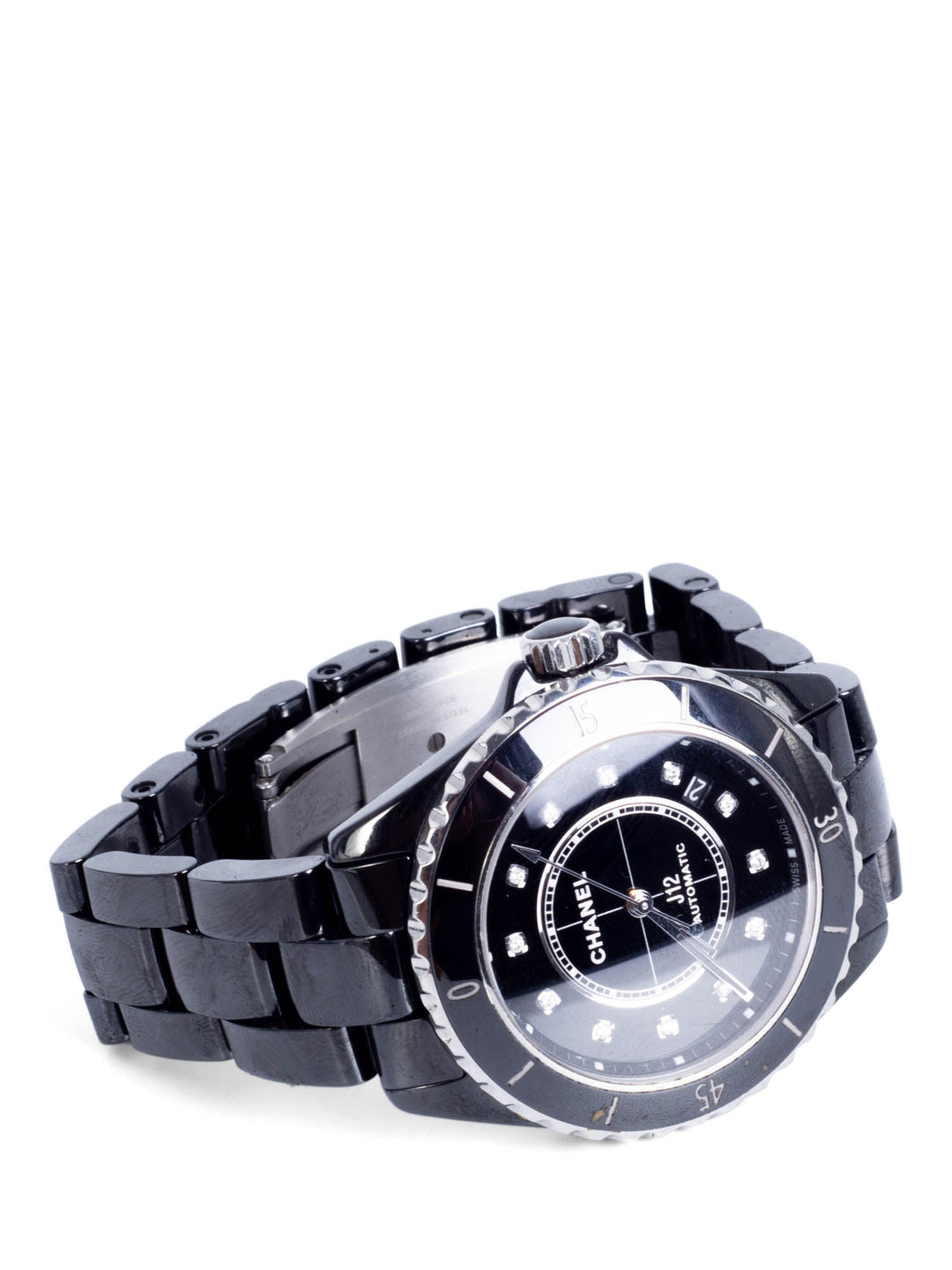 Top Quality Chanel CC Logo Diamond J12 Watch Black Onyx