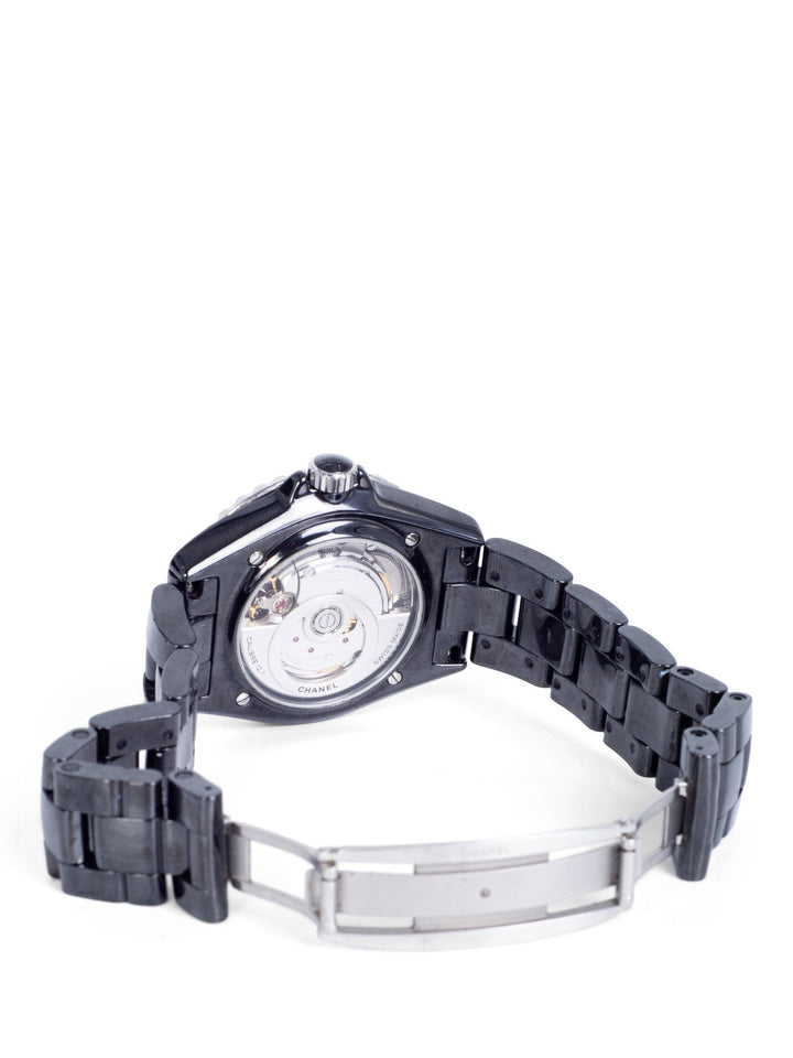 Top Quality Chanel CC Logo Diamond J12 Watch Black Onyx