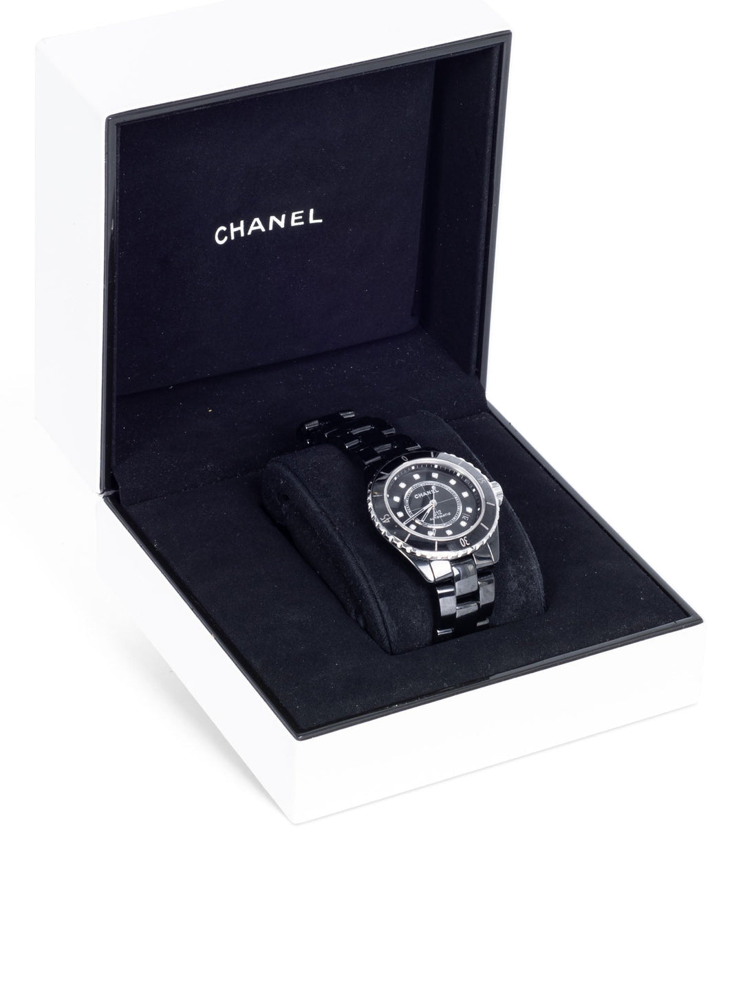 Top Quality Chanel CC Logo Diamond J12 Watch Black Onyx