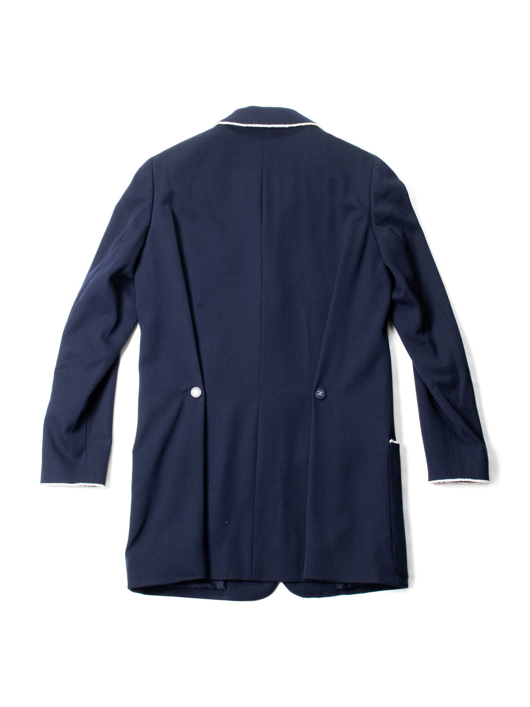 Top Quality Chanel CC Logo Fringe Wool Jacket Navy Ivory