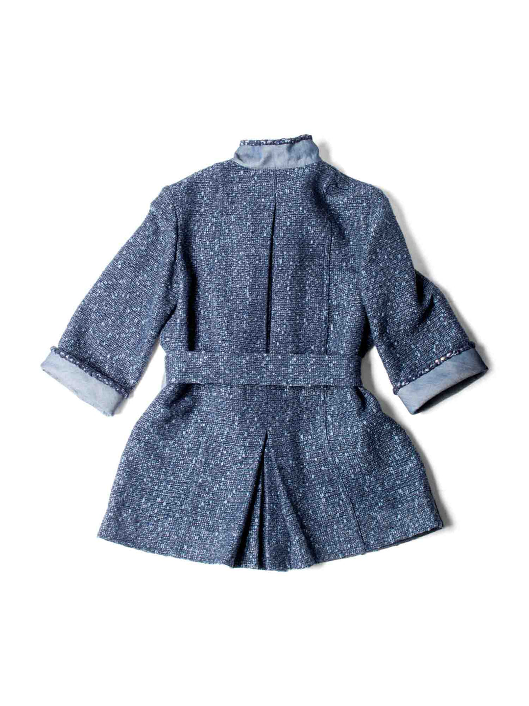 Top Quality Chanel CC Logo Fringy Fantasy Tweed Jacket Blue