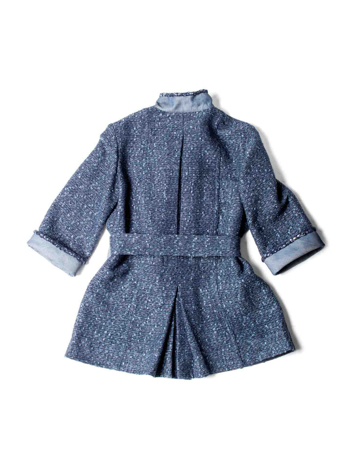 Top Quality Chanel CC Logo Fringy Fantasy Tweed Jacket Blue