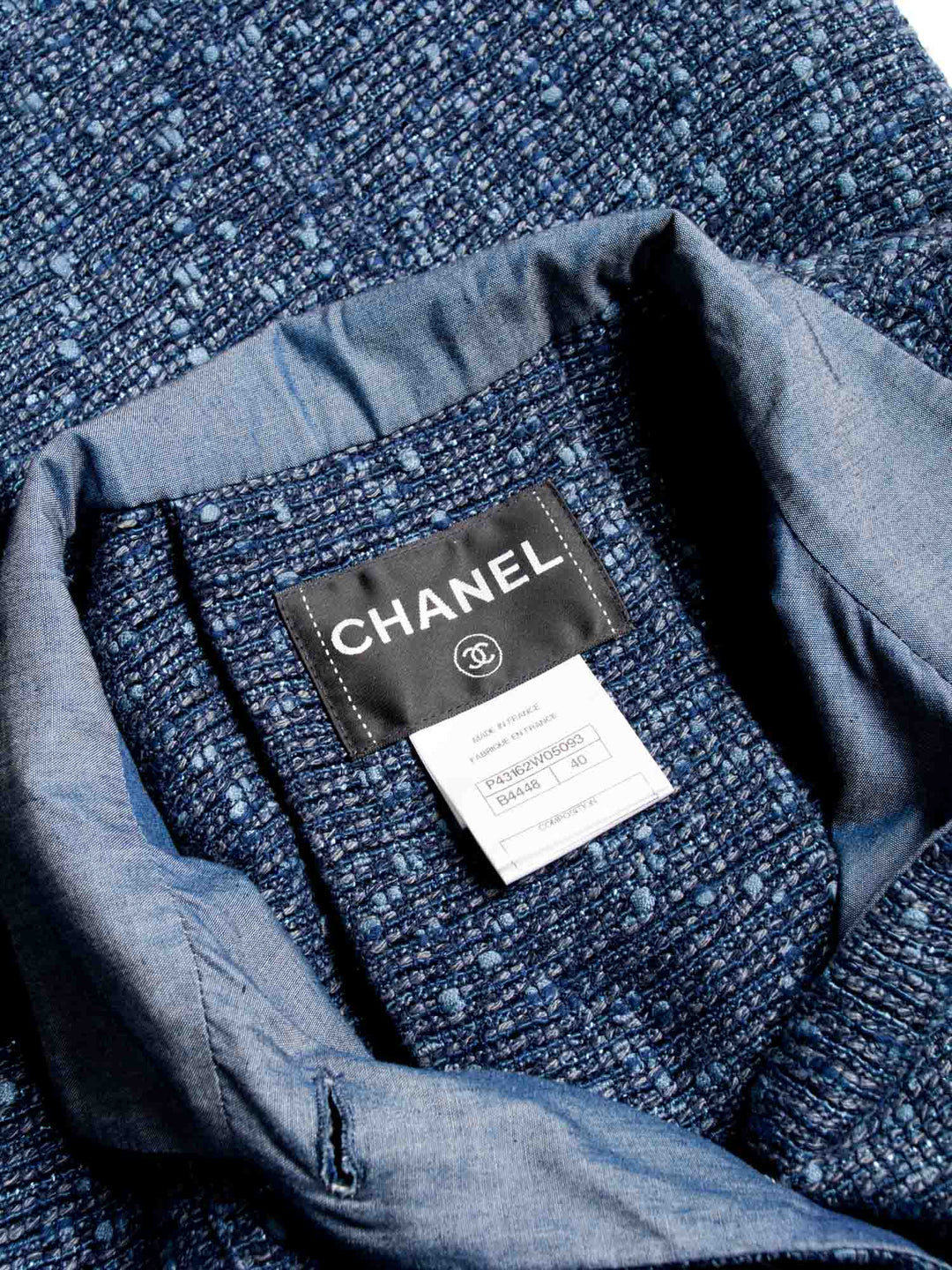Top Quality Chanel CC Logo Fringy Fantasy Tweed Jacket Blue