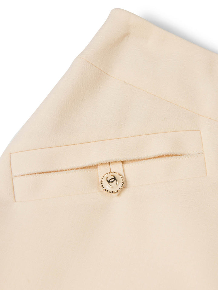 Top Quality Chanel CC Logo Front Pocket Mini Skirt Ivory
