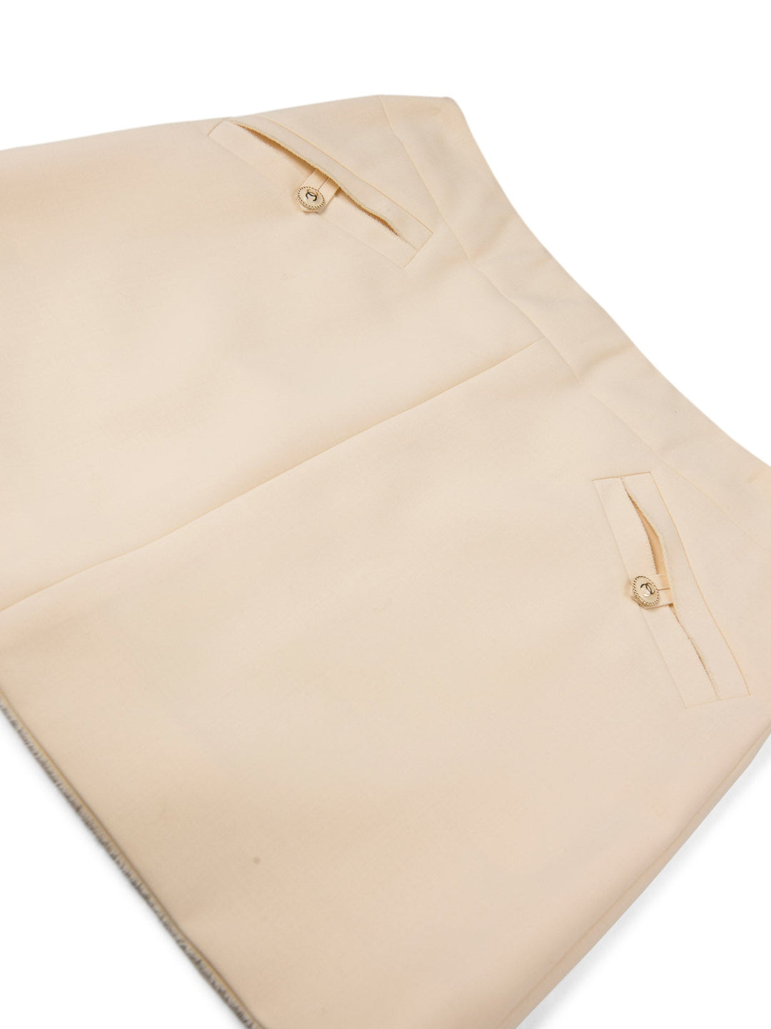 Top Quality Chanel CC Logo Front Pocket Mini Skirt Ivory