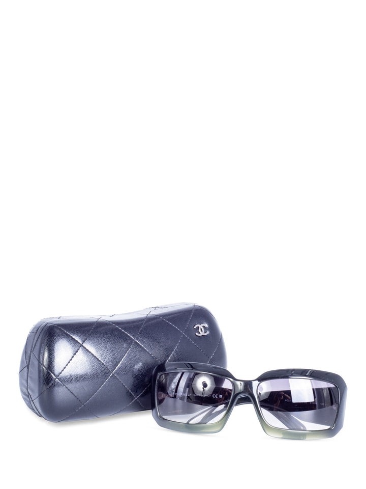 Top Quality Chanel CC Logo Gradient Rectangular Sunglasses Black Green