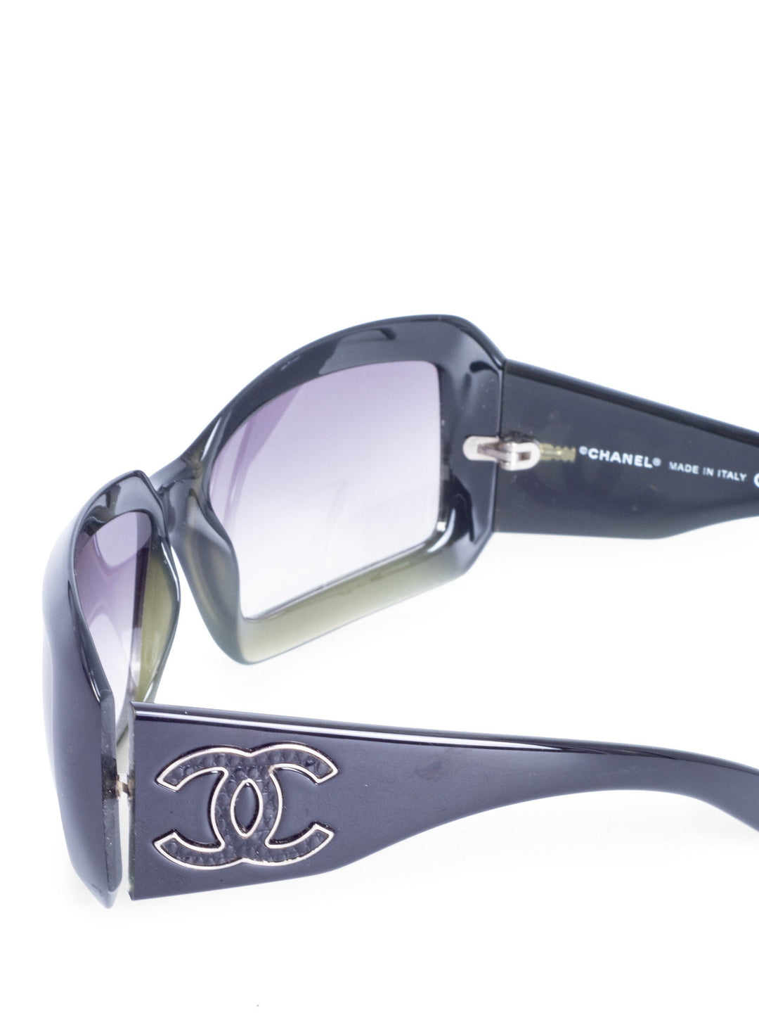 Top Quality Chanel CC Logo Gradient Rectangular Sunglasses Black Green