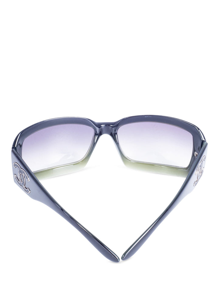 Top Quality Chanel CC Logo Gradient Rectangular Sunglasses Black Green