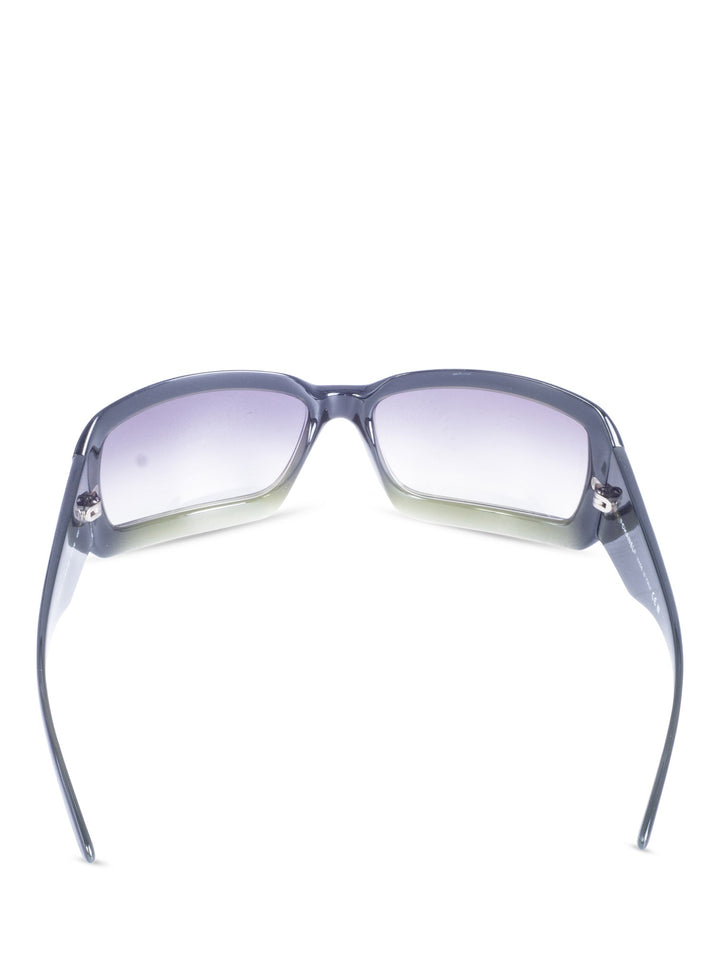 Top Quality Chanel CC Logo Gradient Rectangular Sunglasses Black Green