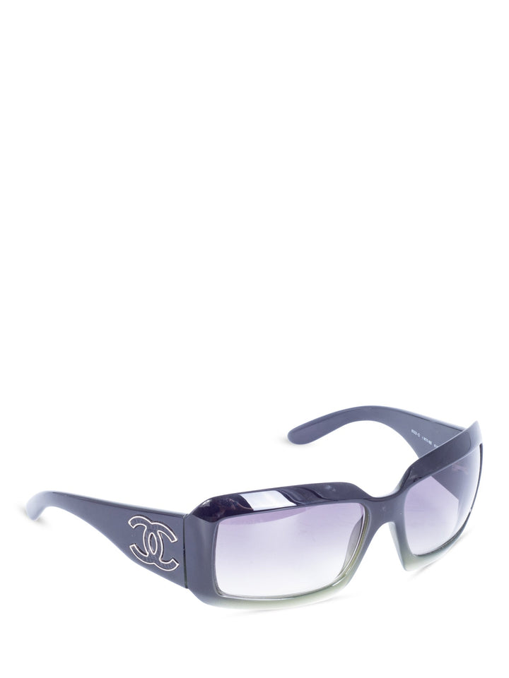 Top Quality Chanel CC Logo Gradient Rectangular Sunglasses Black Green