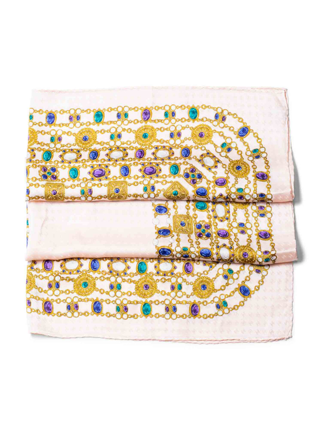 Top Quality Chanel CC Logo Gripoix Jewels Scarf Pink Multicolor