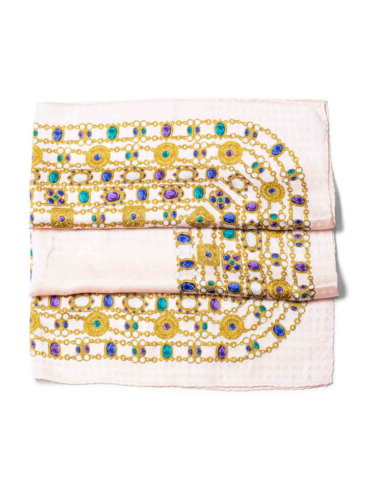 Top Quality Chanel CC Logo Gripoix Jewels Scarf Pink Multicolor