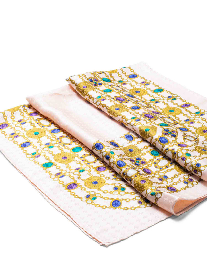 Top Quality Chanel CC Logo Gripoix Jewels Scarf Pink Multicolor