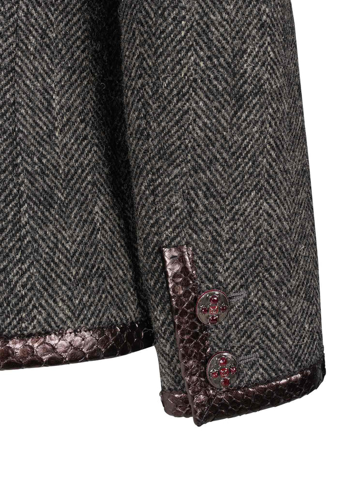 Top Quality Chanel CC Logo Gripoix Tweed Fringe Fitted Jacket Green