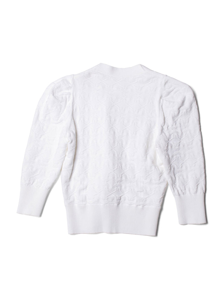 Top Quality Chanel CC Logo Knit Button Down Cardigan White