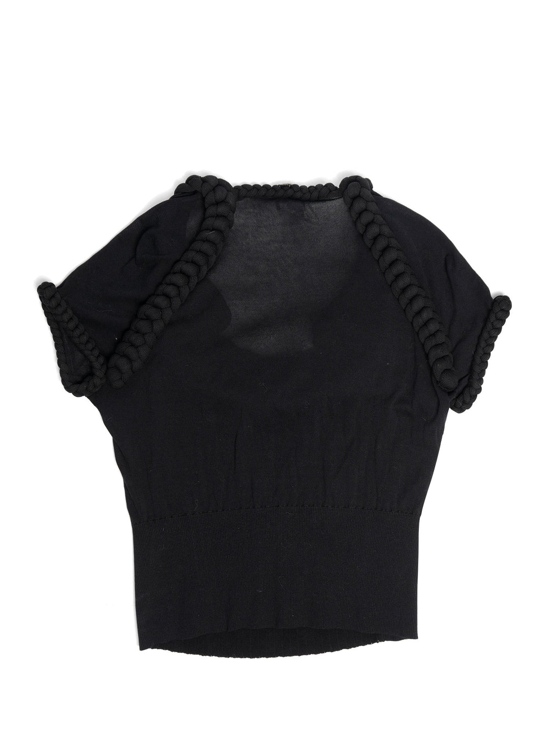 Top Quality Chanel CC Logo Knit Rope Fringe Blouse Black