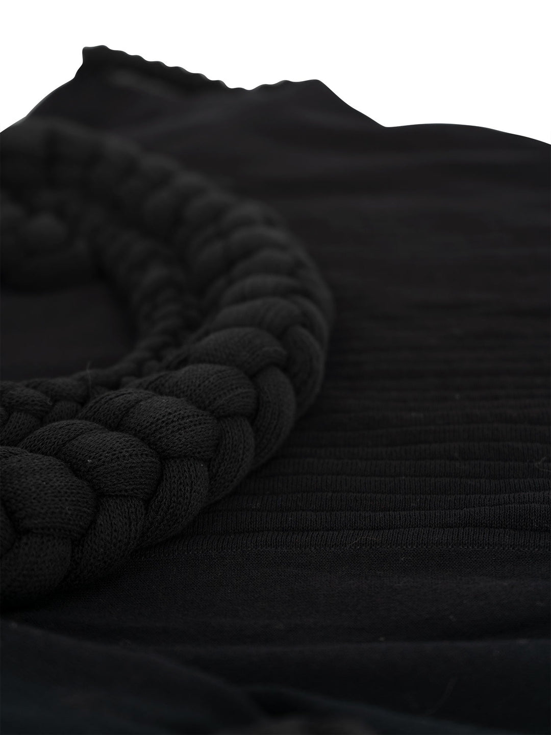Top Quality Chanel CC Logo Knit Rope Fringe Blouse Black